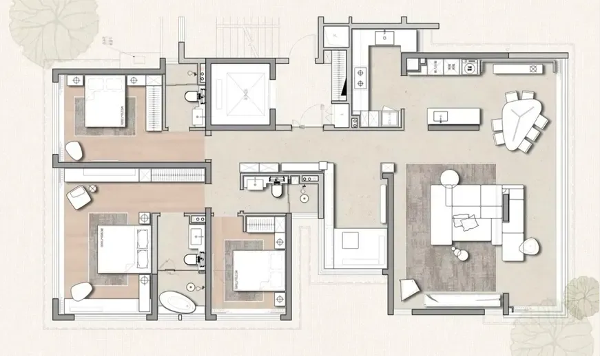Plano de distribución de una vivienda familiar